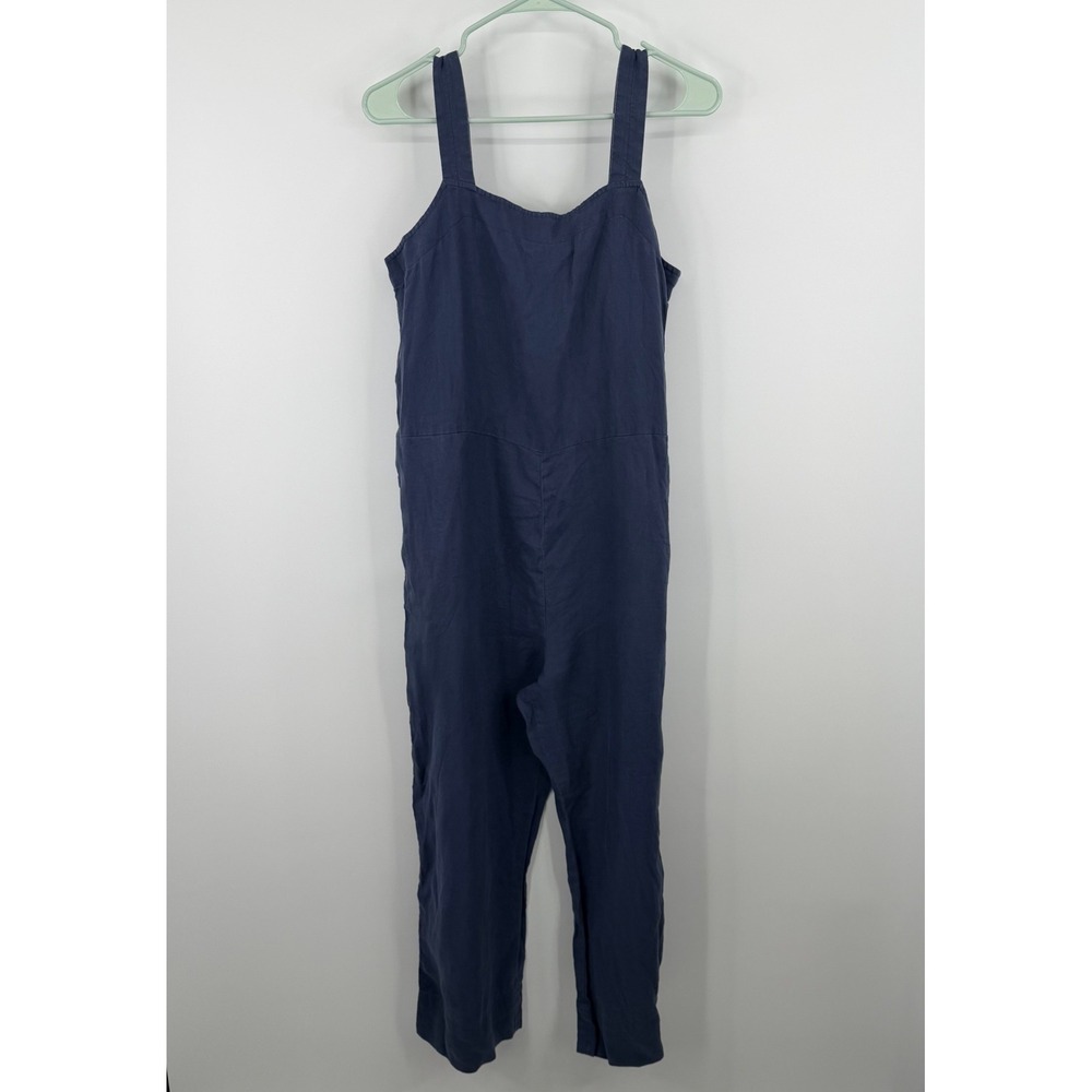 Everlane Women‎ 10 Blue Linen Sleeveless Wide Leg Overall Lagenlook Minimalist